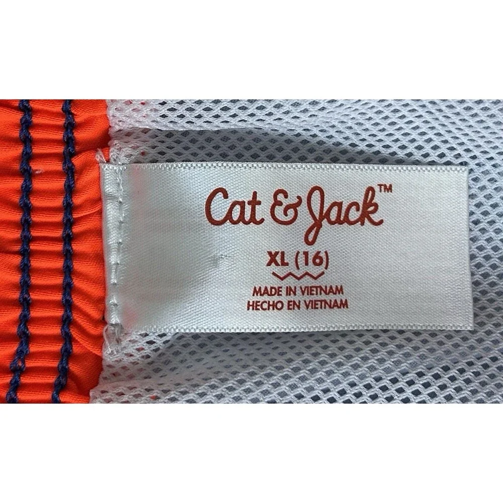 Cat & Jack Boys Swim Trunks Size XL (16) Blue Striped Lined Elastic Drawstring